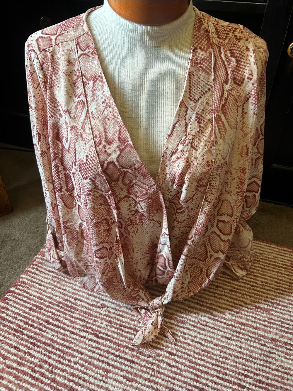 Blu Pepper Blush Snake-Print Tie-Front Top